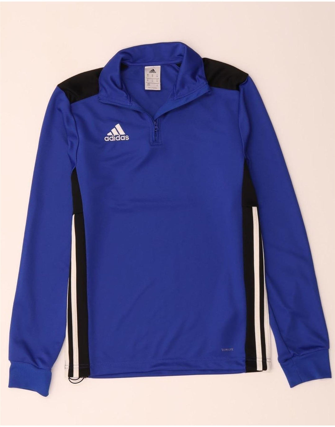Adidas Uomo Climalite Zip Neck Pullover Tuta Top XS Blu Colourblock