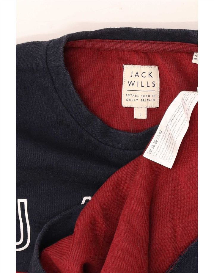 Felpa grafica da uomo Jack Wills Maglione grande color block blu navy