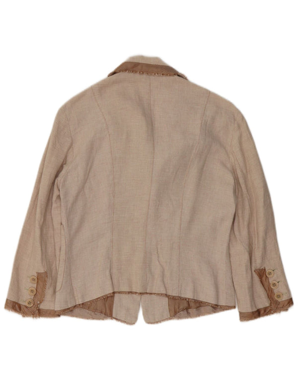 Giacca blazer a 3 bottoni da donna Pinko UK 8 piccola in cotone beige