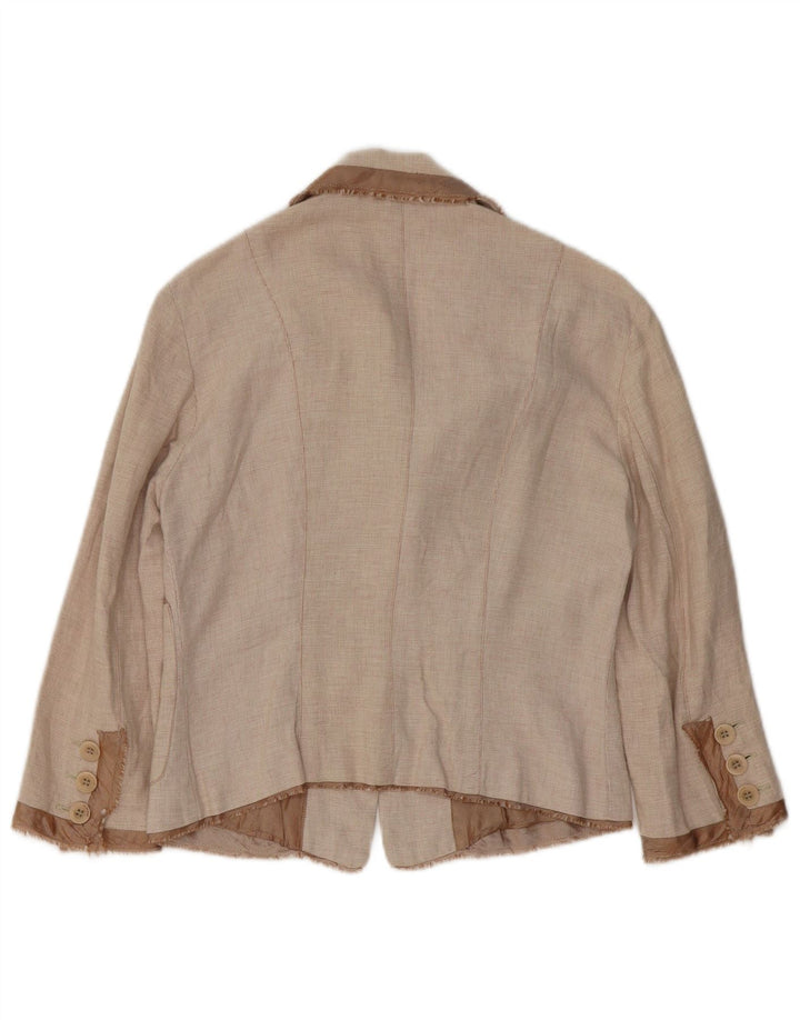 Giacca blazer a 3 bottoni da donna Pinko UK 8 piccola in cotone beige