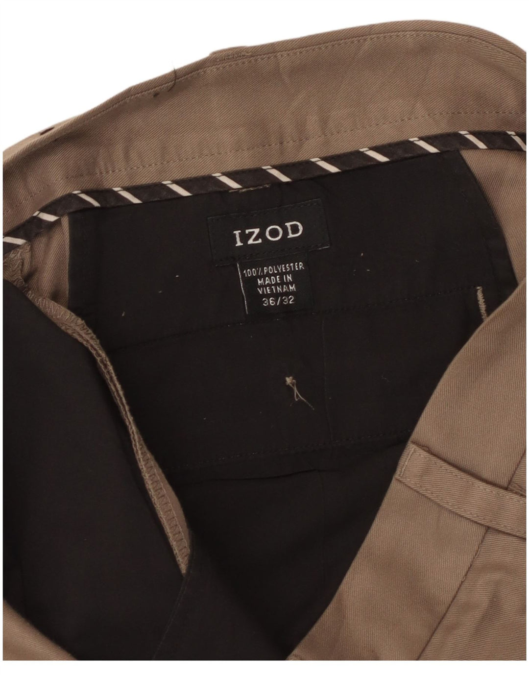 Pantaloni da completo da uomo con pegging Izod W36 L32 Poliestere beige