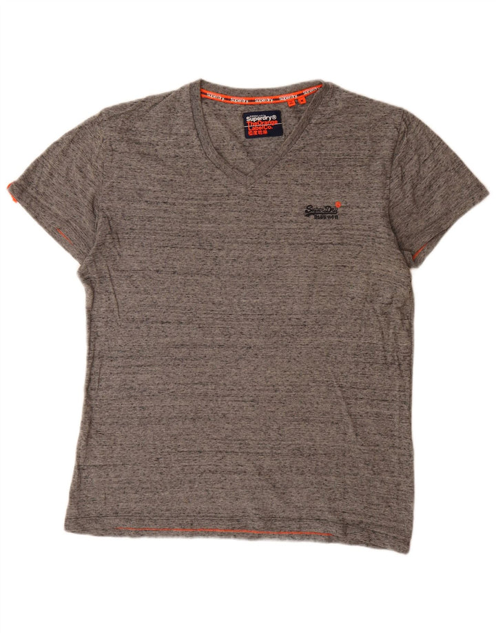 T-shirt da uomo Superdry Top in cotone chiazzato grigio medio