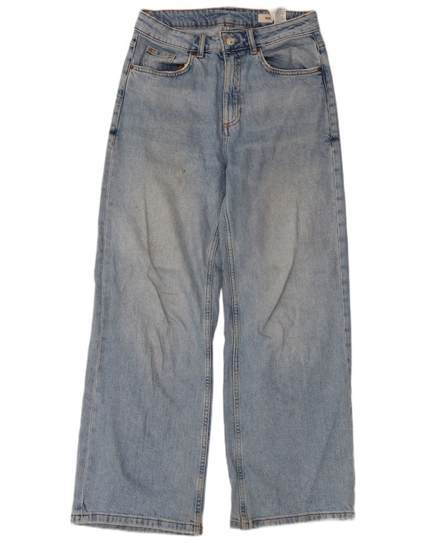 Jeans a gamba larga da donna Marks & Spencer UK 10 piccoli W30 L28 cotone blu