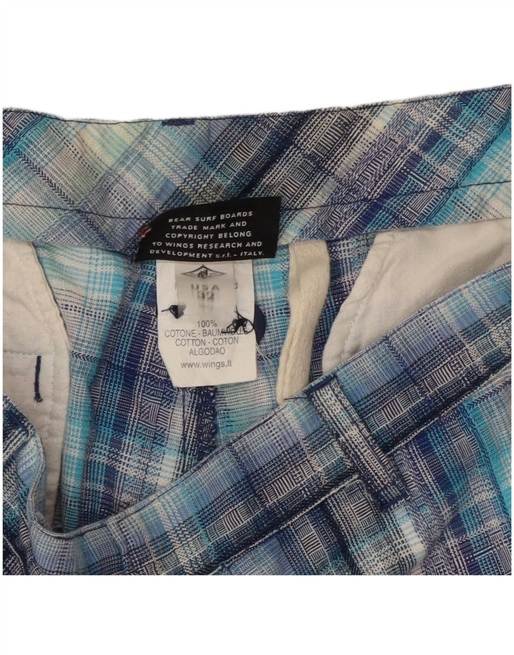 Pantaloncini cargo da uomo Bear W32 in cotone a quadri blu medio