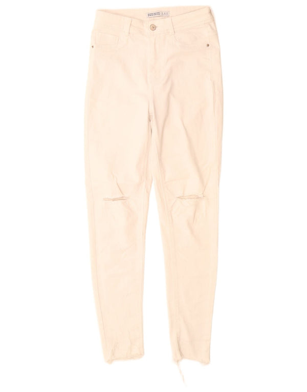 Jeans skinny effetto invecchiato da donna Zara EU 36 XS W26 L28 cotone bianco