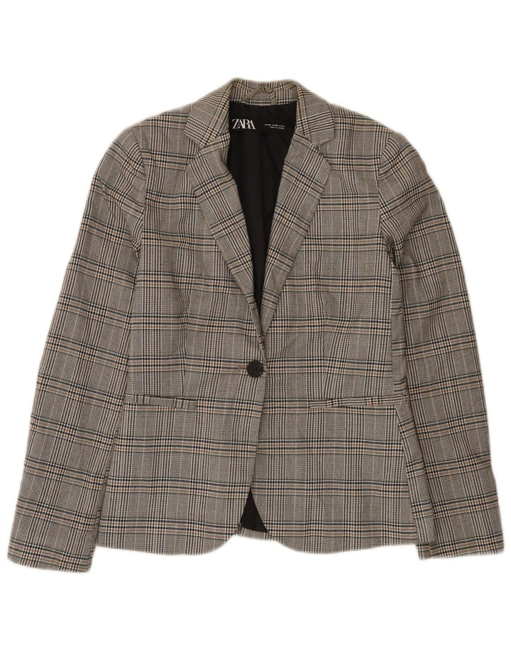 Giacca blazer a 1 bottone da donna Zara EU 34 2XS poliestere a quadri grigio