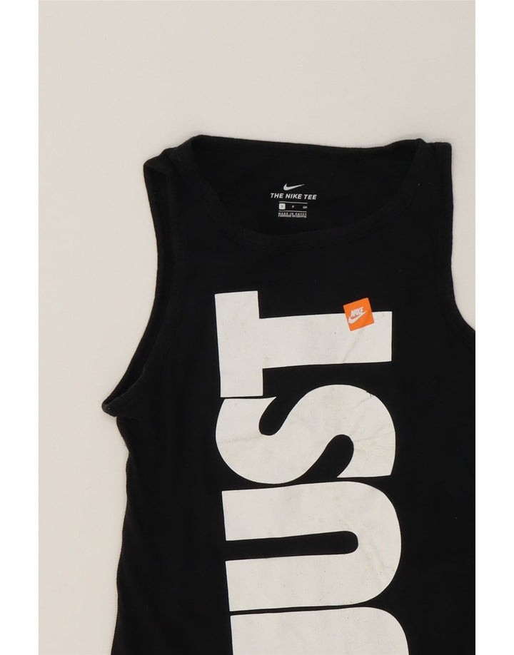 NIKE Boys Graphic Vest Top 8-9 Years Small Black Cotton Vintage Nike and Second-Hand Nike from Messina Hembry 