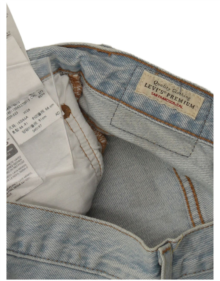 LEVI'S Pantaloncini di jeans a vita alta 501 da donna W26 piccoli in cotone blu