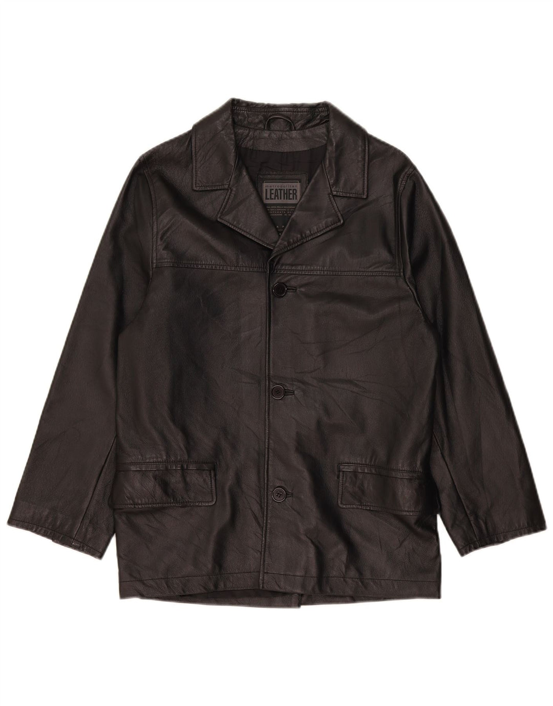 Giacca blazer in pelle da uomo a 3 bottoni Metropolitan IT 48 pelle nera media