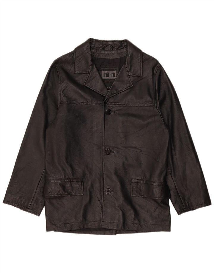 Giacca blazer in pelle da uomo a 3 bottoni Metropolitan IT 48 pelle nera media