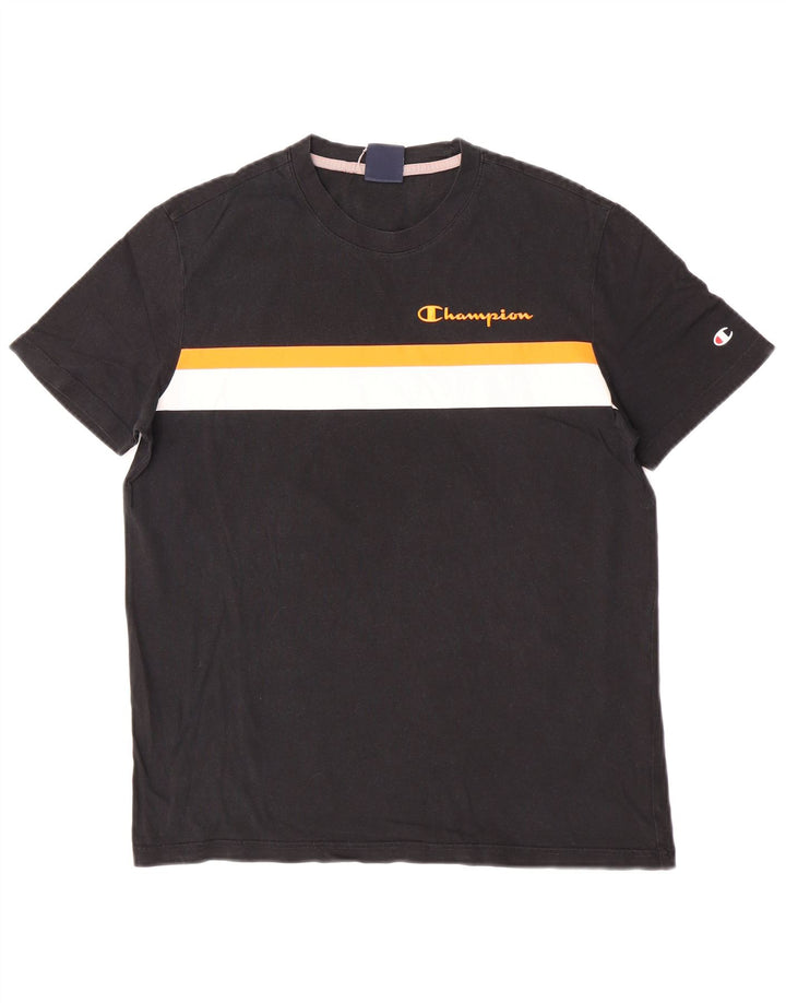 T-shirt da uomo Champion Top Small in cotone color block nero
