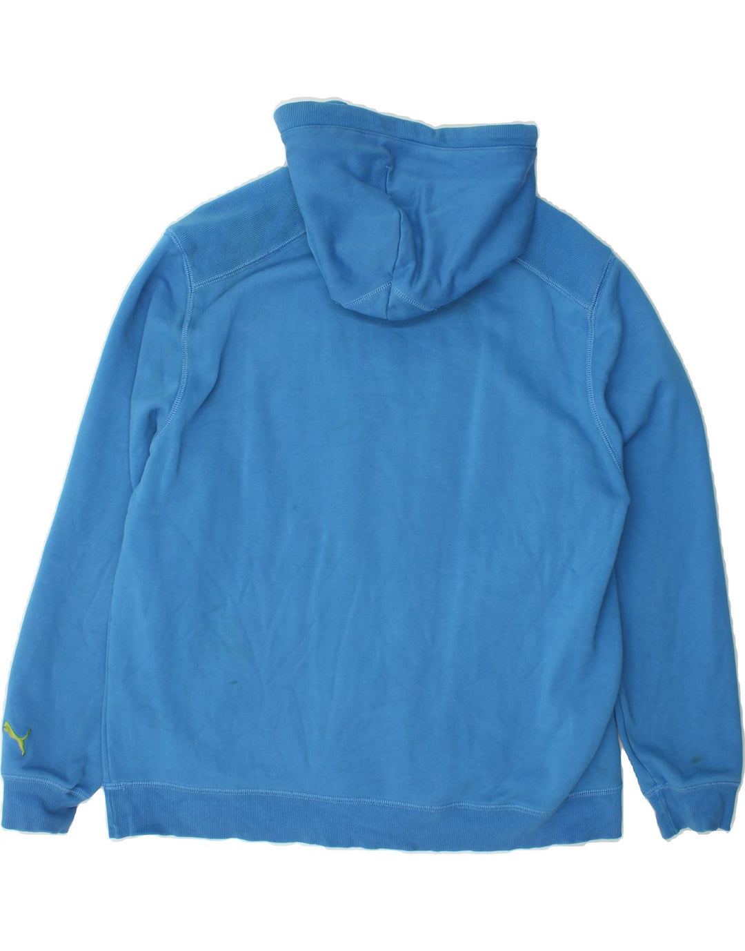 PUMA Mens Graphic Hoodie Jumper Medium Blue Cotton Vintage Puma and Second-Hand Puma from Messina Hembry 