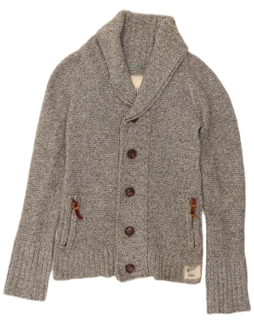 Maglione cardigan da uomo Superdry in cotone grigio medio