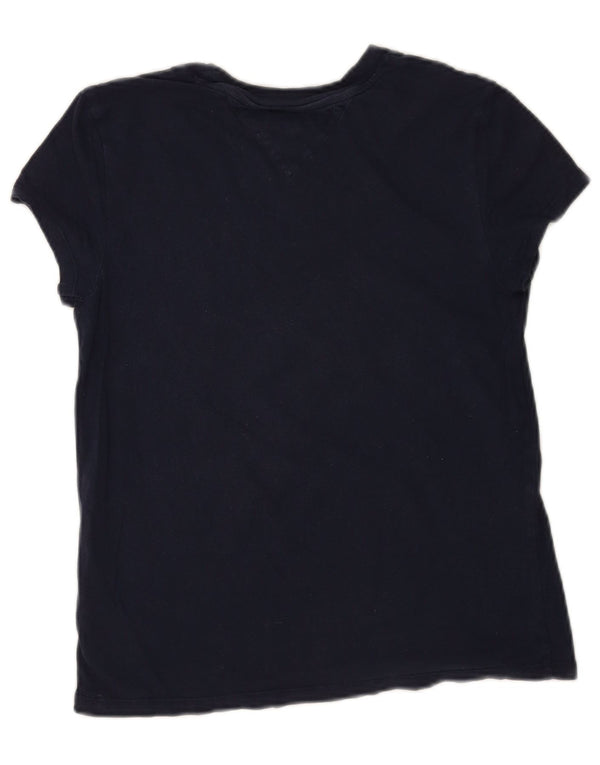 T-shirt grafica da donna Tommy Hilfiger Top UK 10 Small Blu Navy Cotone