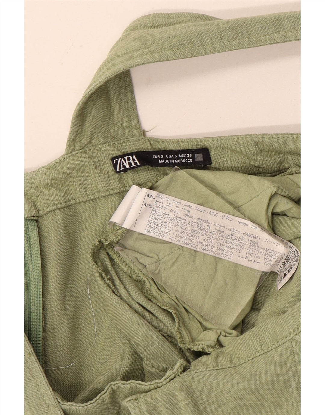 Pantaloncini salopette da donna Zara piccoli W28 lino kaki