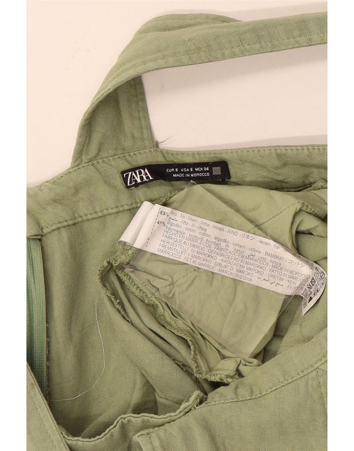 Pantaloncini salopette da donna Zara piccoli W28 lino kaki