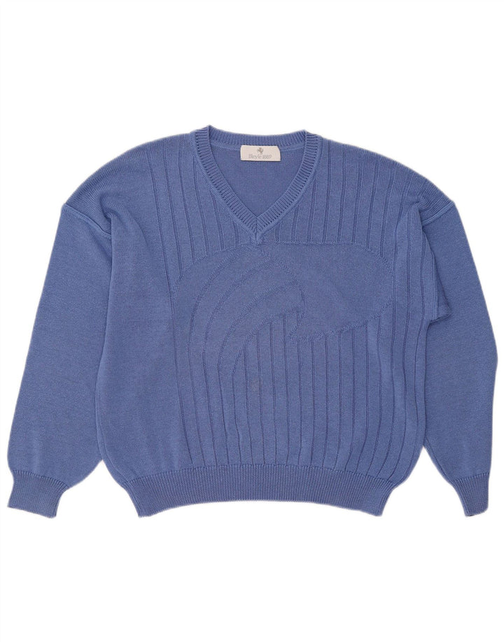 Bleyle Maglione da uomo con vestibilità rilassata con scollo a V piccolo blu