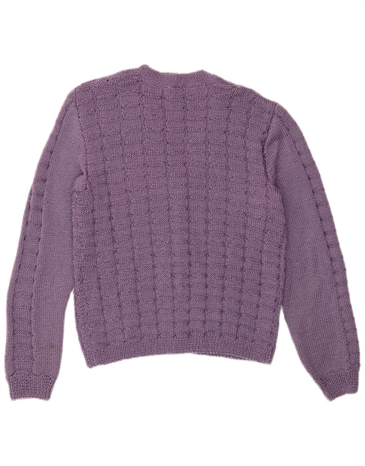 Maglione cardigan da donna vintage UK 14 viola medio