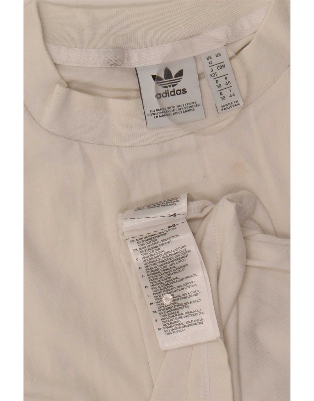 Canottiera grafica da donna Adidas UK 12 cotone bianco medio