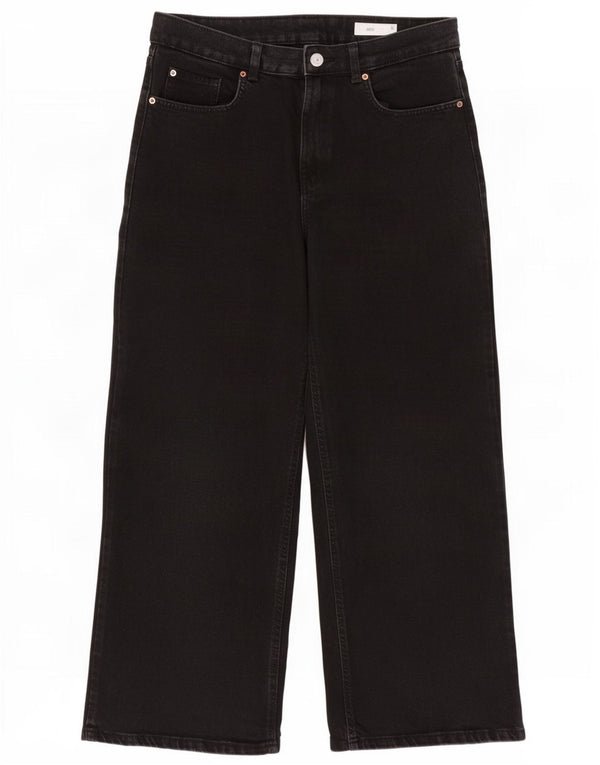 Marks & Spencer Jeans a gamba larga da donna UK 14 Medio W30 L26 Cotone nero