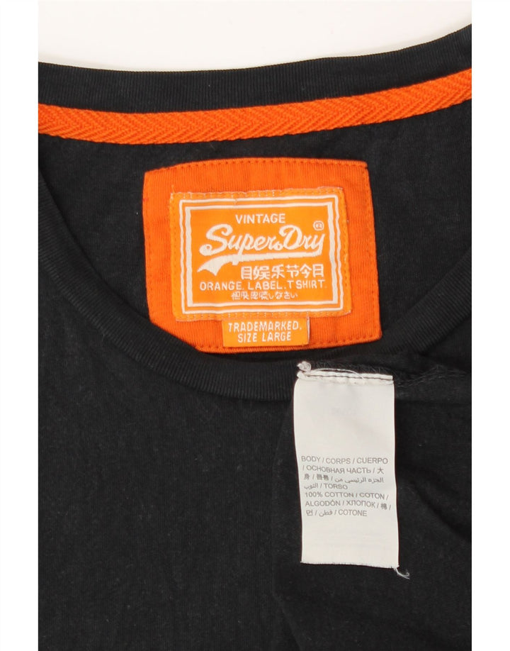 T-shirt da uomo Superdry Top grande in cotone nero