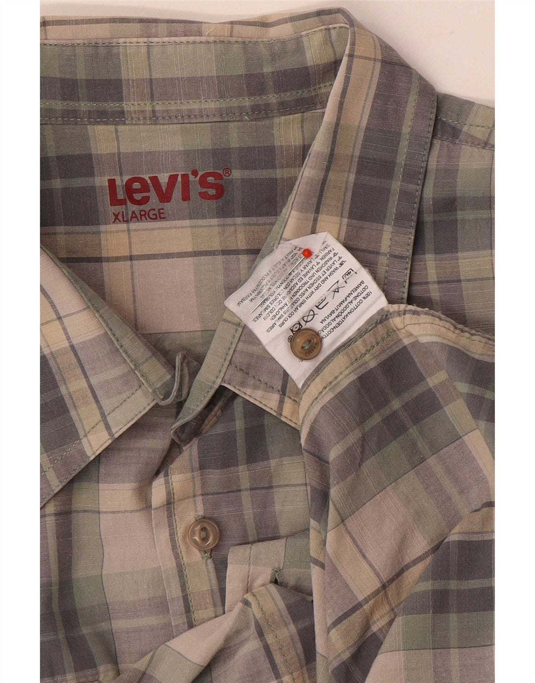 Camicia a maniche corte da uomo Levi's XL in cotone a quadri grigi