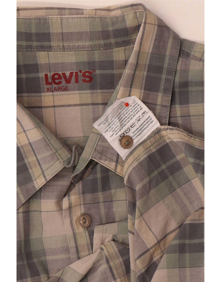 Camicia a maniche corte da uomo Levi's XL in cotone a quadri grigi