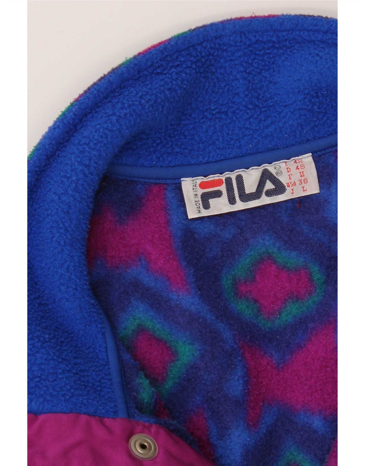 Maglione in pile da uomo Fila con bottoni e collo IT 48 Blu medio geometrico