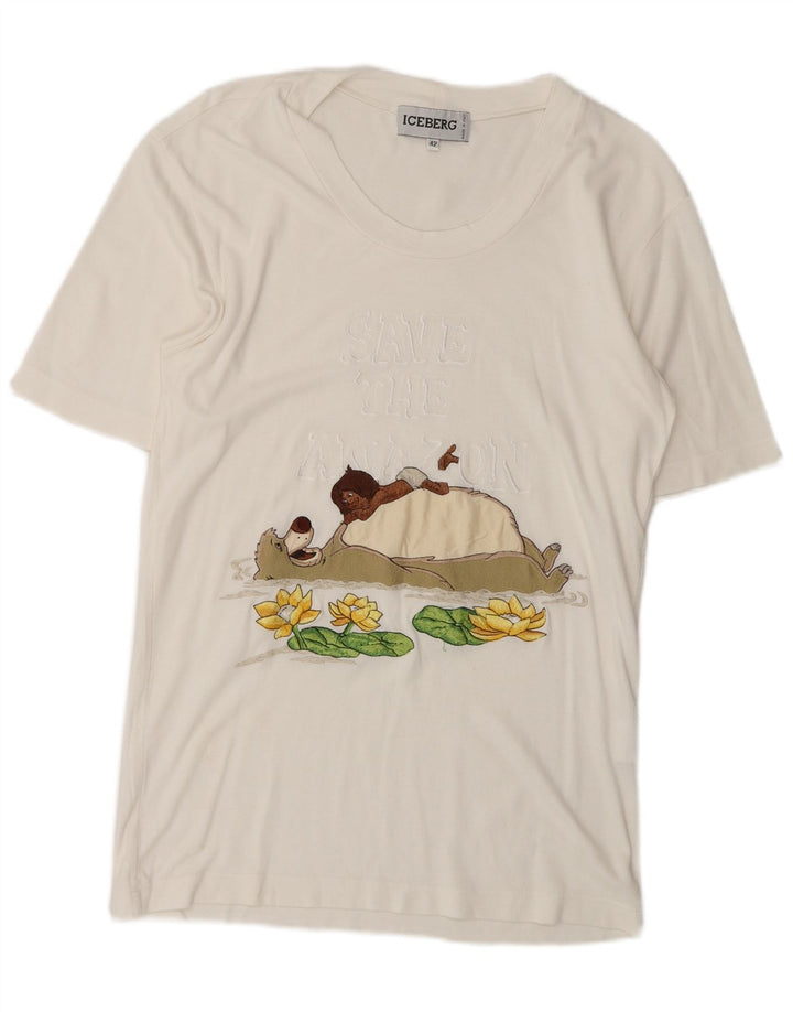 T-shirt grafica Disney da donna Iceberg Top IT 42 cotone bianco medio