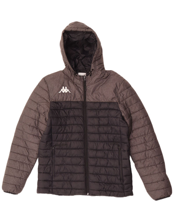 Giacca imbottita con cappuccio da uomo Kappa UK 40 Large nera in poliammide color block