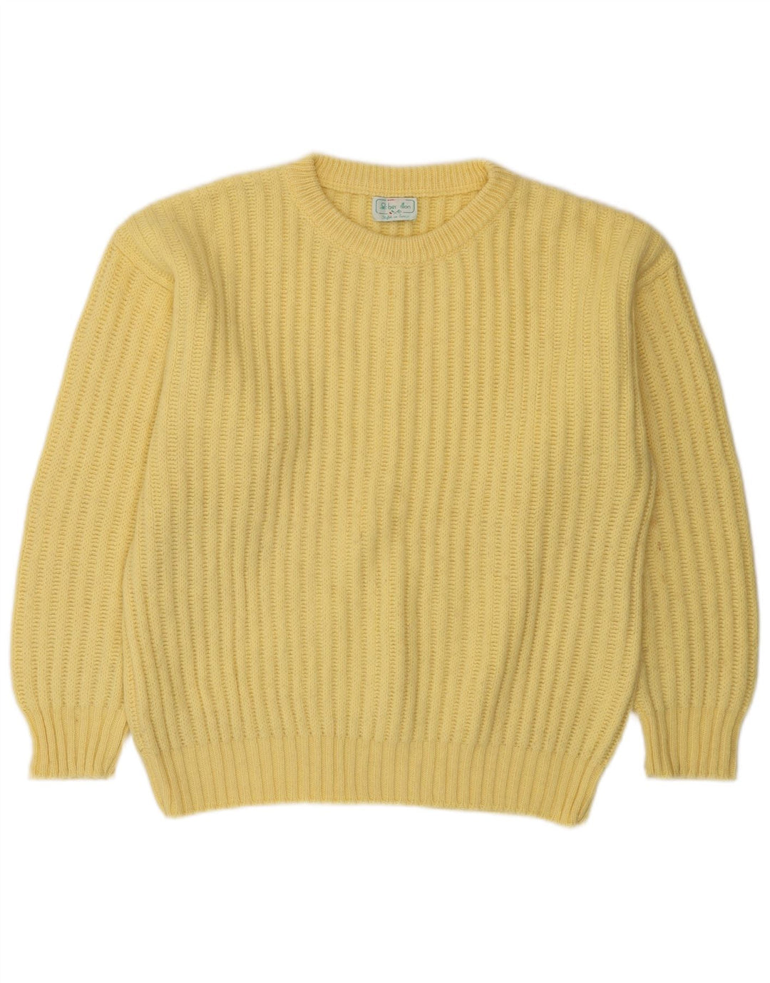 Maglione maglione girocollo da uomo Benetton IT 48 Acrilico giallo medio
