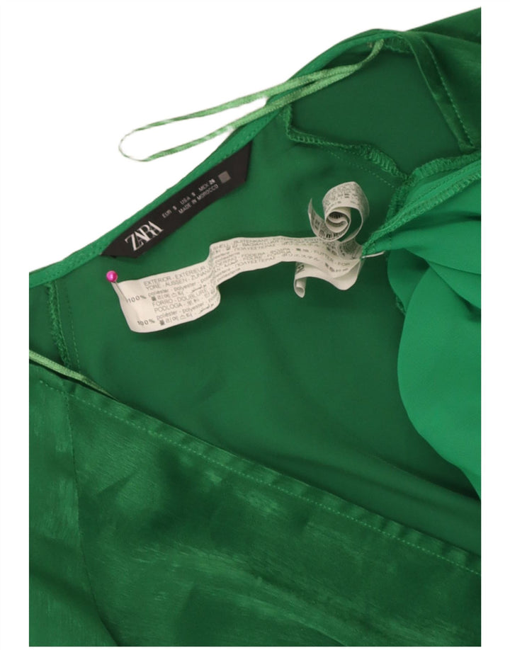 Abito a strati con maniche a 3/4 Zara da donna UK 10 piccolo poliestere verde