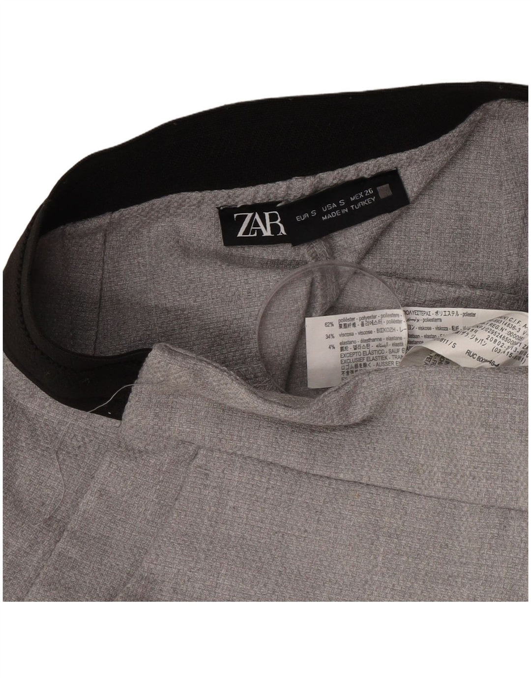 Pantaloni da abito slim da donna Zara piccoli W26 L28 poliestere grigio