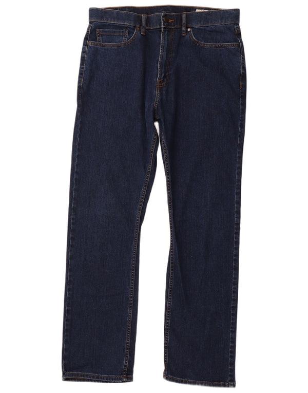 MARKS & SPENCER Jeans dritti regolari da uomo W34 L31 cotone blu navy