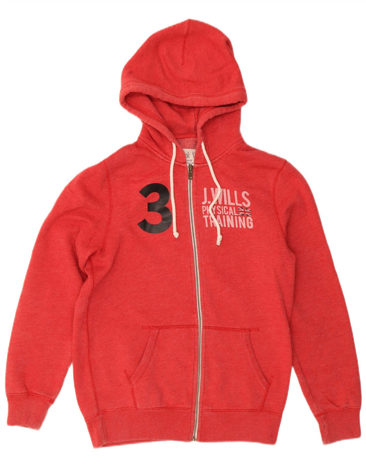 Maglione con cappuccio con zip grafica da uomo Jack Wills piccolo in cotone rosso