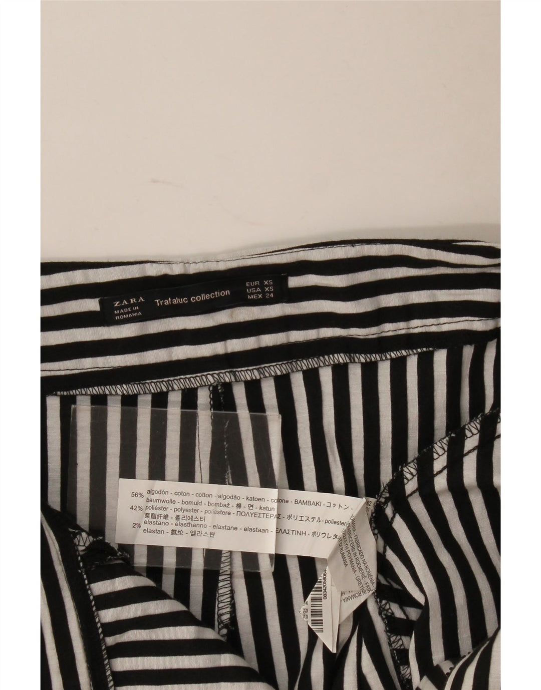 Gonna corta da donna Zara UK 4 XS in cotone a righe nere