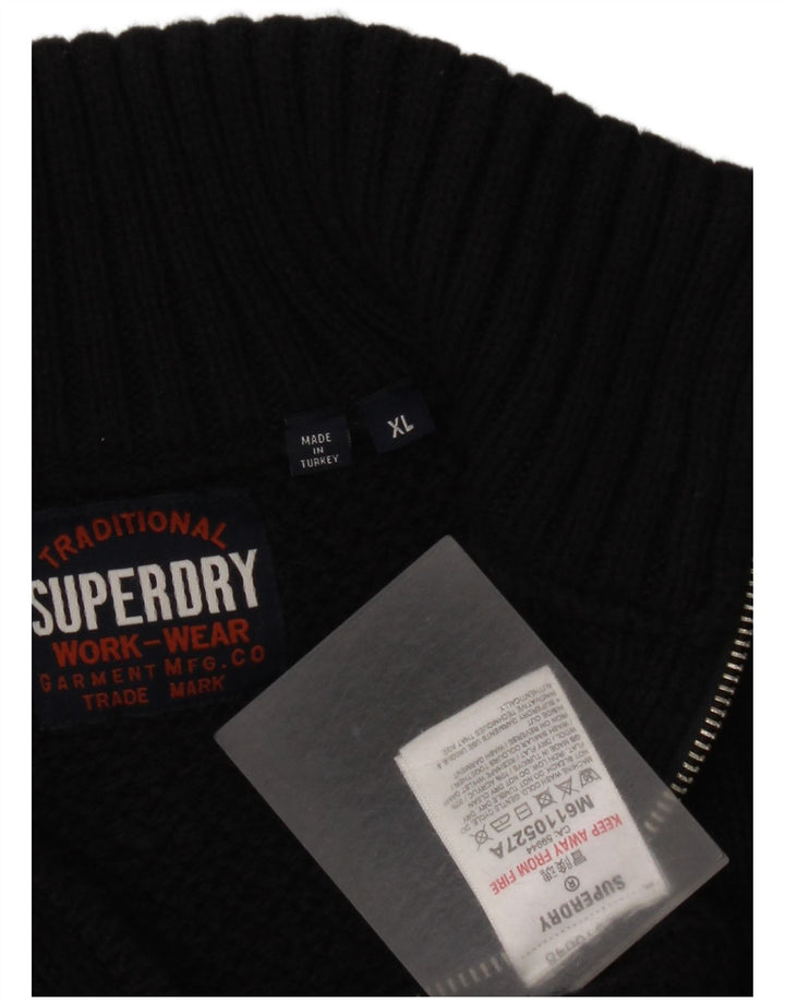 Maglione da uomo con zip e collo Superdry XL in acrilico nero