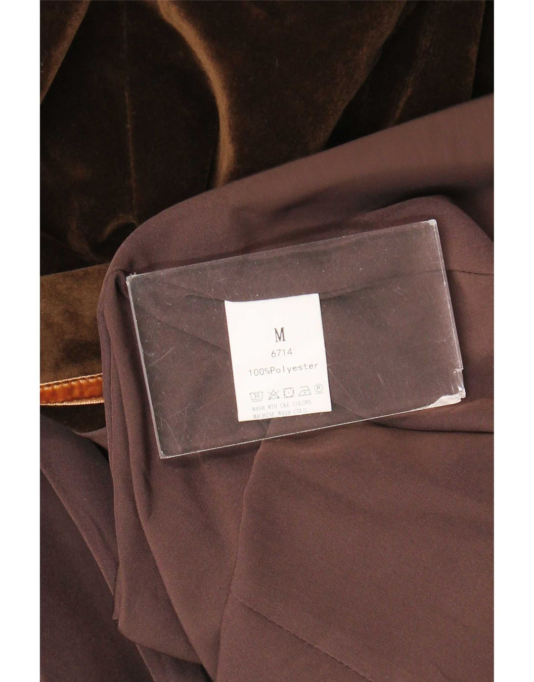 Cappotto vintage in velluto da donna UK 12 in poliestere marrone medio
