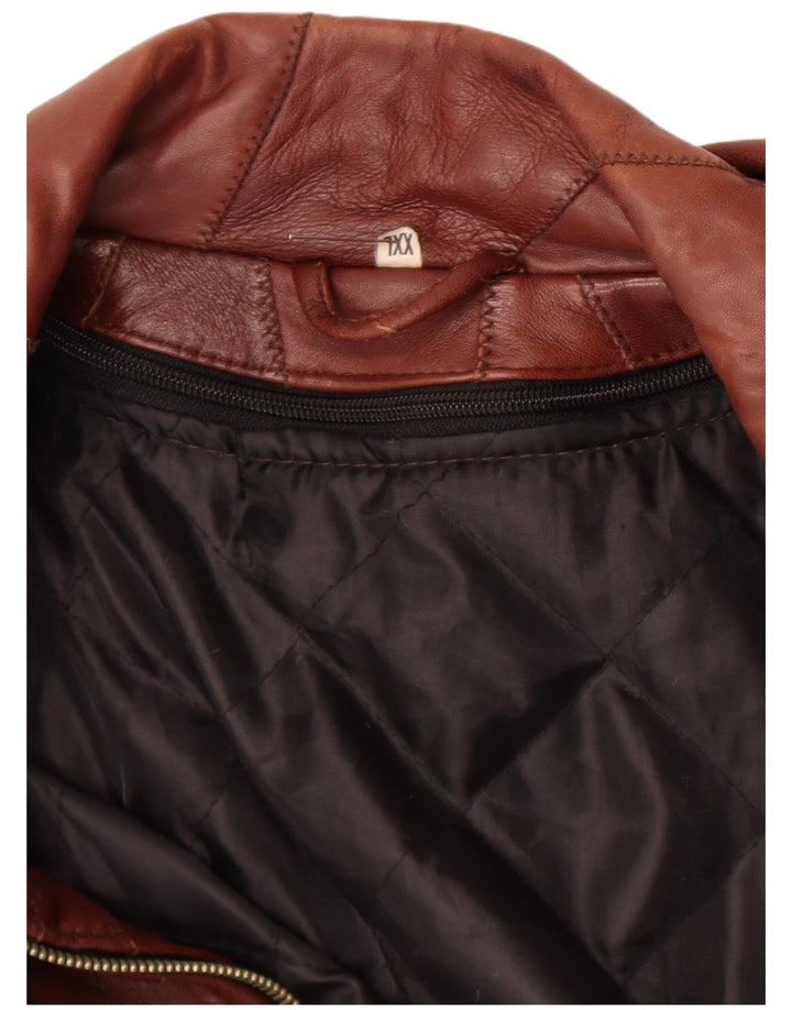 Giacca in pelle vintage da uomo UK 44 2XL Marrone