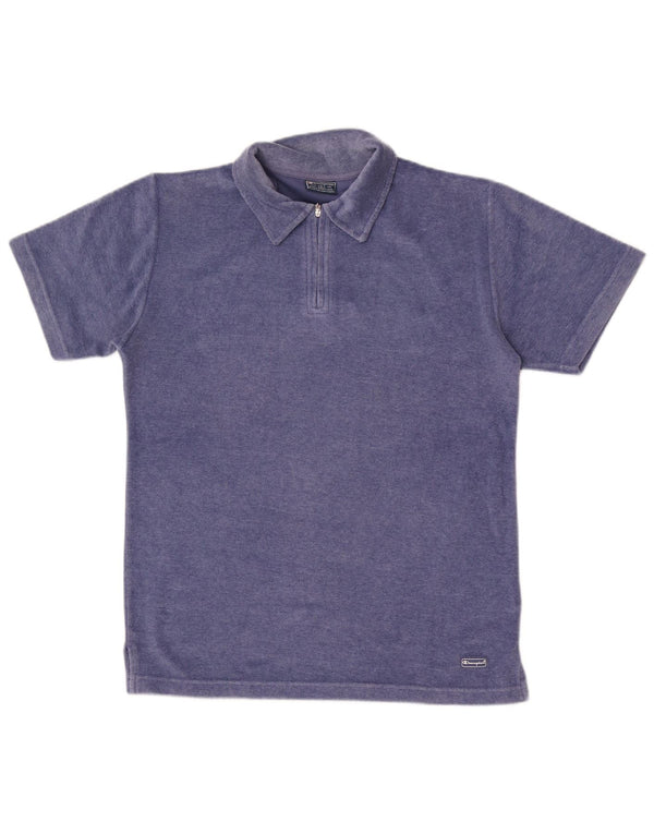 Polo da uomo in velluto Champion, grande, in poliestere blu