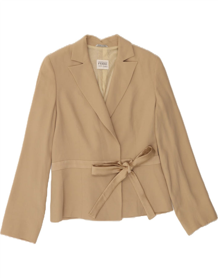 GIANFRANCO FERRE Womens Blazer Jacket UK 12 Medium Beige Acetate Vintage Gianfranco Ferre and Second-Hand Gianfranco Ferre from Messina Hembry 