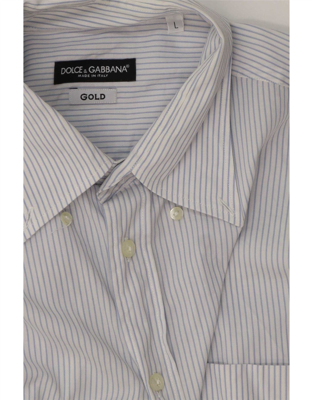 Camicia Uomo Dolce & Gabbana Grande Cotone Gessato Blu
