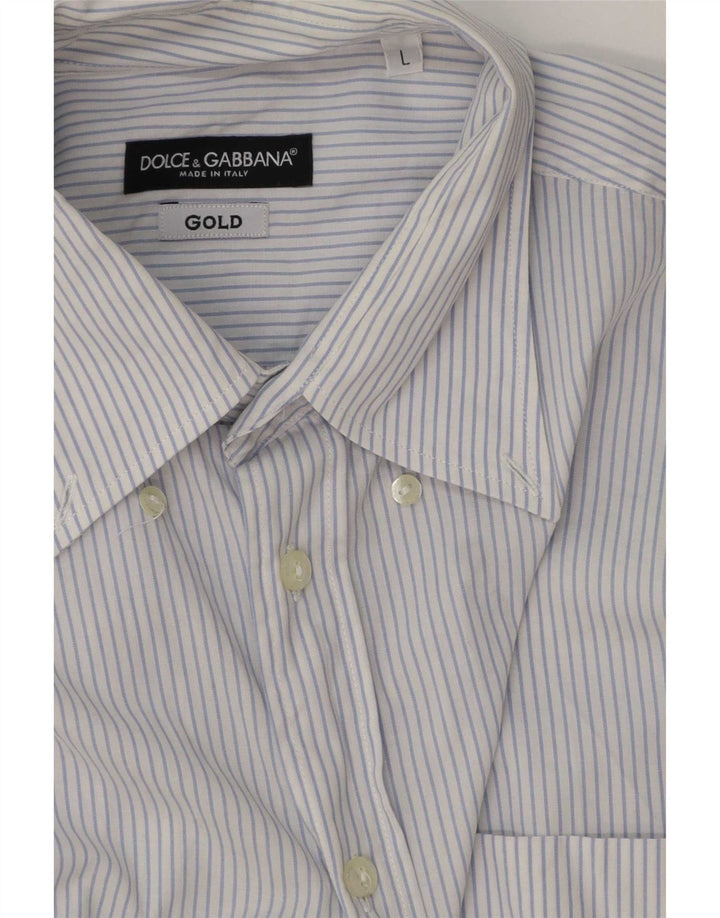 Camicia Uomo Dolce & Gabbana Grande Cotone Gessato Blu