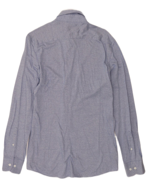 Camicia da uomo Massimo Dutti in cotone Chevron blu medio