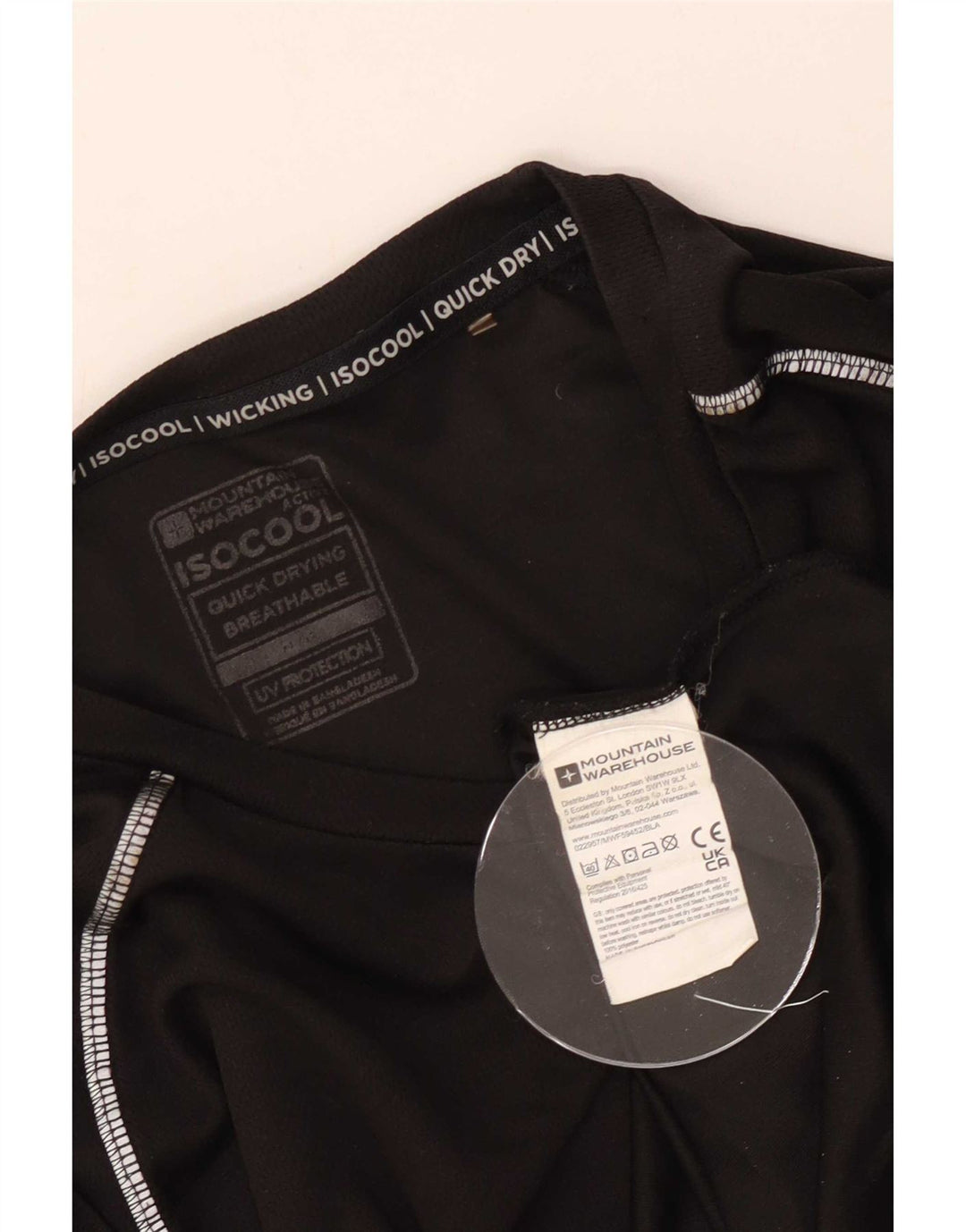 Mountain Warehouse Mens T-Shirt Top Large Black Polyester