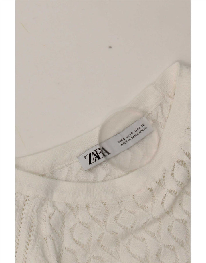 Top corto in camicetta corta da donna Zara UK 8 piccolo bianco