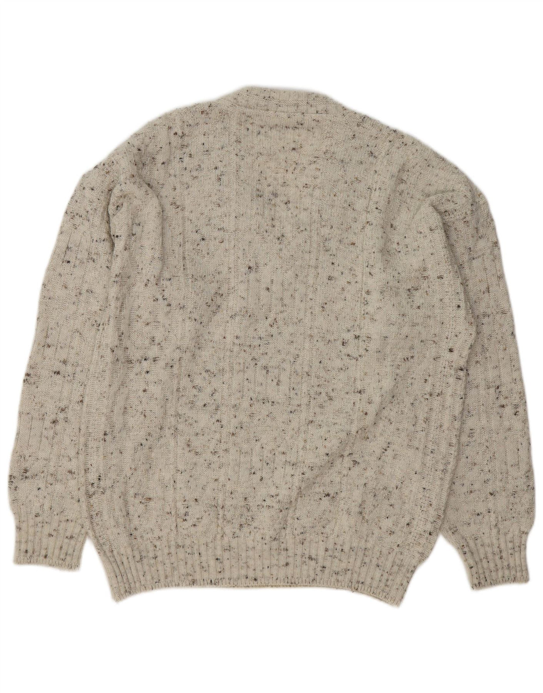 NEW FAST Mens New Fast V-Neck Jumper Sweater Medium Off White Flecked