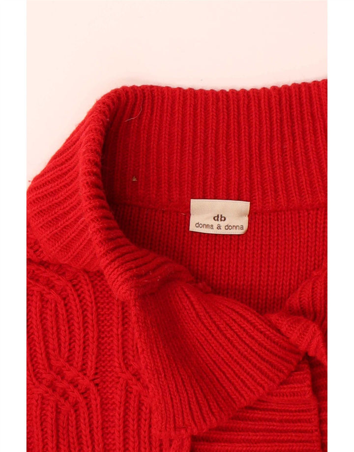 Maglione cardigan da donna vintage UK 12 Acrilico rosso medio