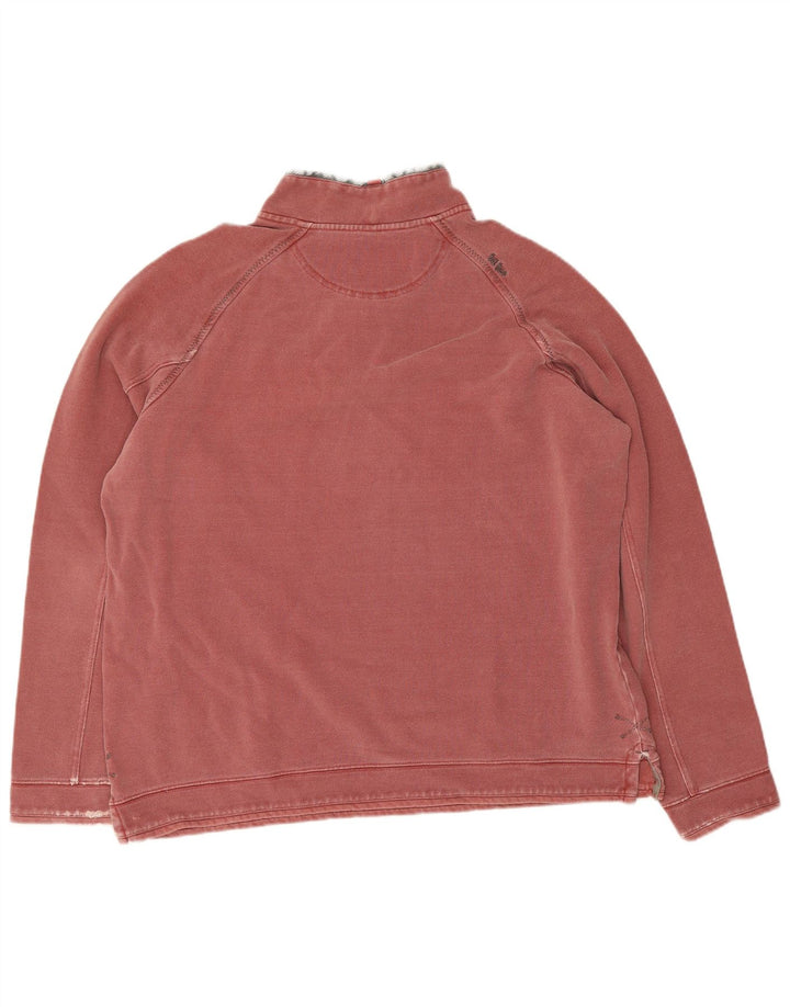 Felpa da uomo con collo con zip Fat Face, maglione grande, cotone rosa