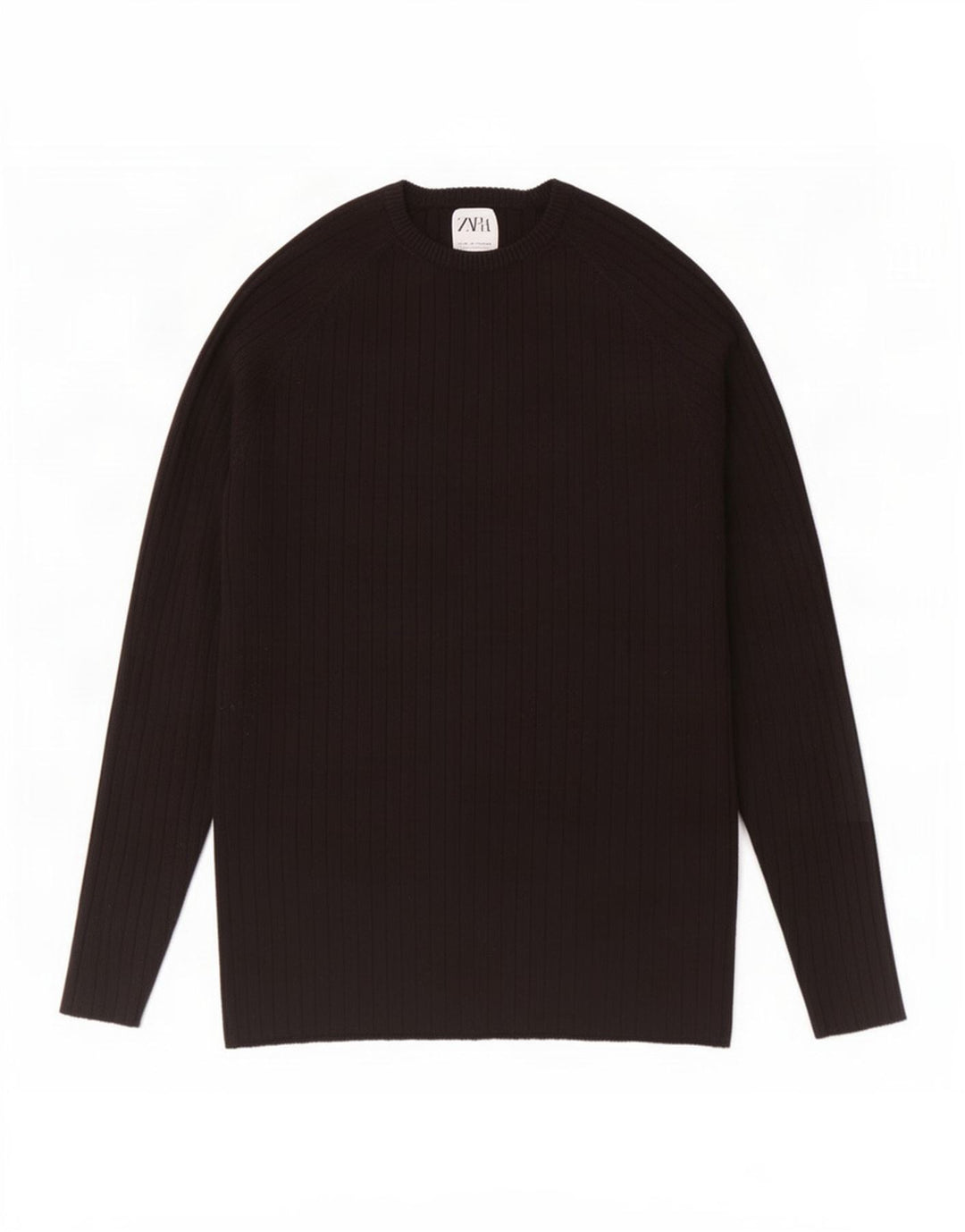 Maglione Zara da uomo girocollo in viscosa nera media